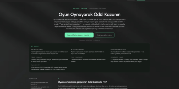CashyGo’da Oyun Oynayarak Ödül Kazanmak Mümkün: Hedefe Ulaşan Oyuncuya Puan