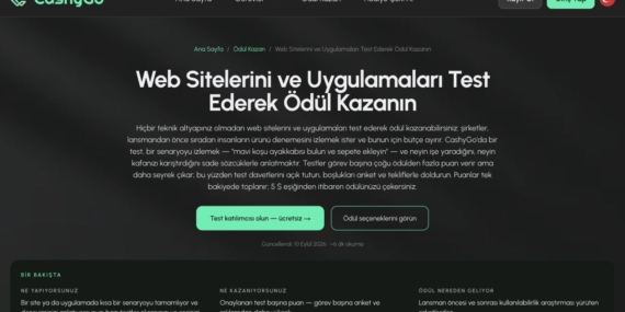 CashyGo’da Web Sitesi ve Uygulama Test Ederek Ödül Kazanmak Mümkün: Geri Bildirim Puana Dönüşüyor