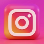 Pembe ve turuncu tonlarında üç boyutlu Instagram logosu